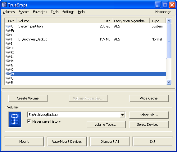 Truecrypt в Windows XP