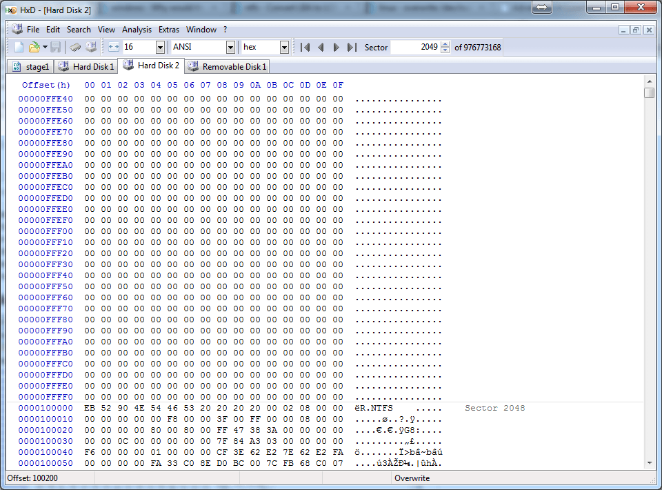 LBA 2047-2048 на HDD2