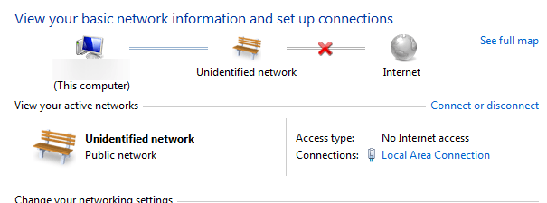 No network connection. Internet connection windows.