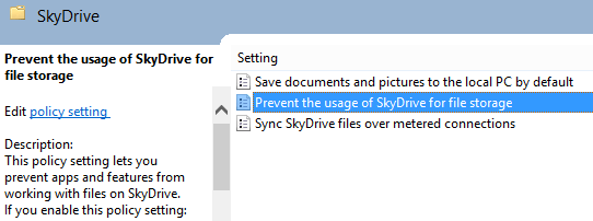 Настройка SkyDrive для отключения