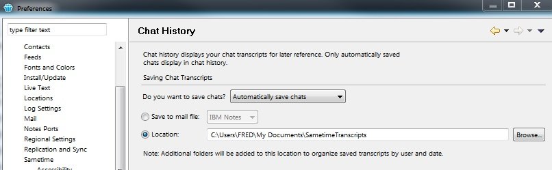 Настройки Lotus Notes Chat