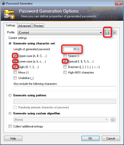 Диалог создания пароля KeePass