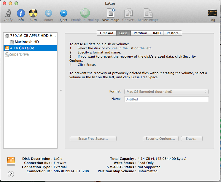 Mac OSX Disk Utility поврежден диск