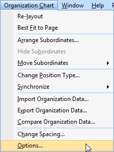 Visio2007 Org Chart Menu