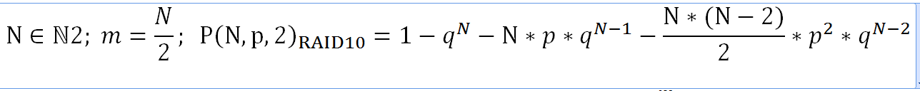 вероятность отклонения 2 HDD от RAID10