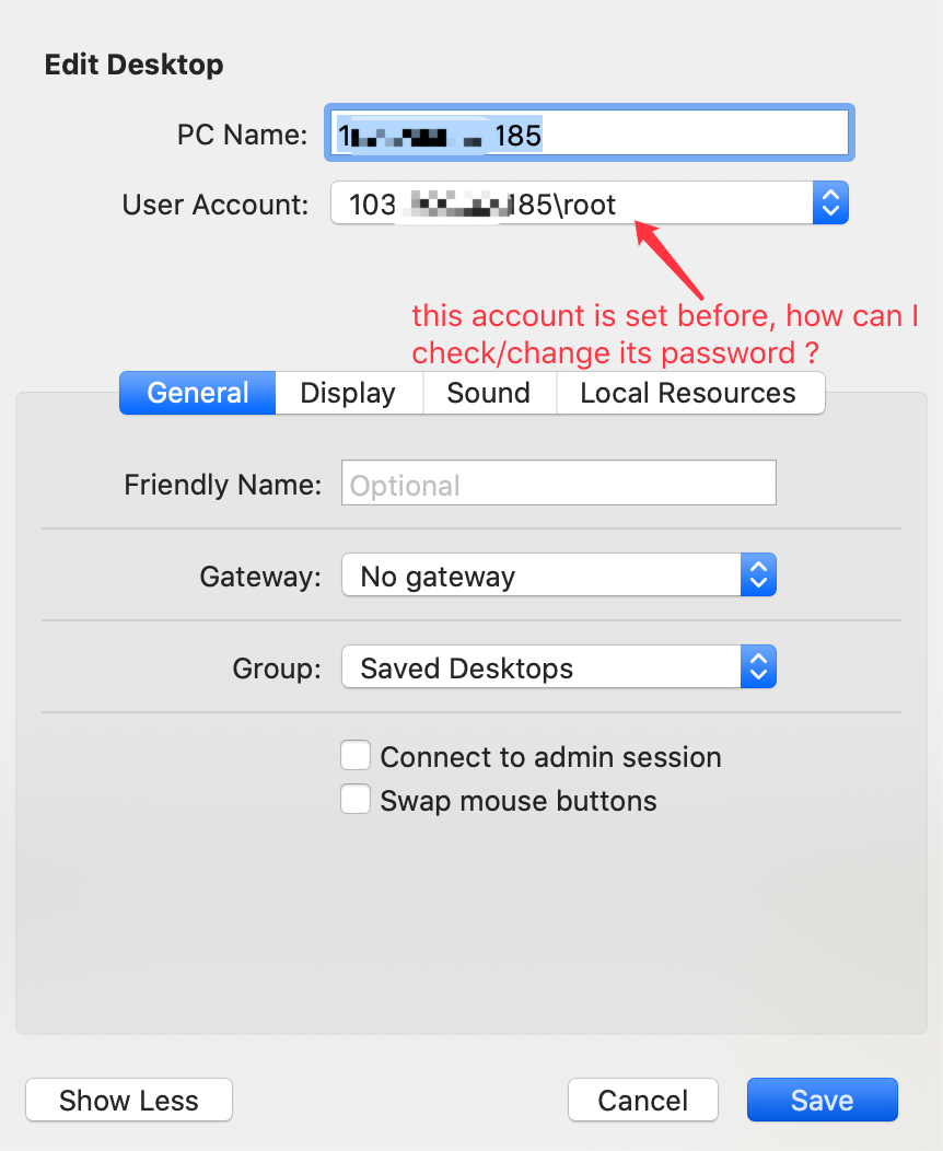 Rdp password