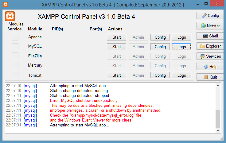 Mysql не запускается. Apache shutdown unexpectedly xampp. меню startup  shutdown mysql. mysql не равно значению.