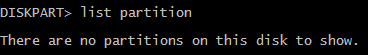 Diskpart не показывает разделов