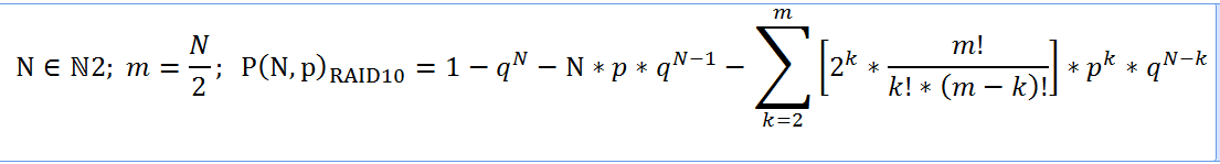 Общая вероятность выхода из строя RAID10