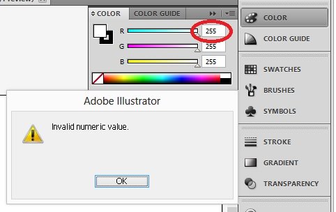 Adobe Color Picker и сообщение об ошибке