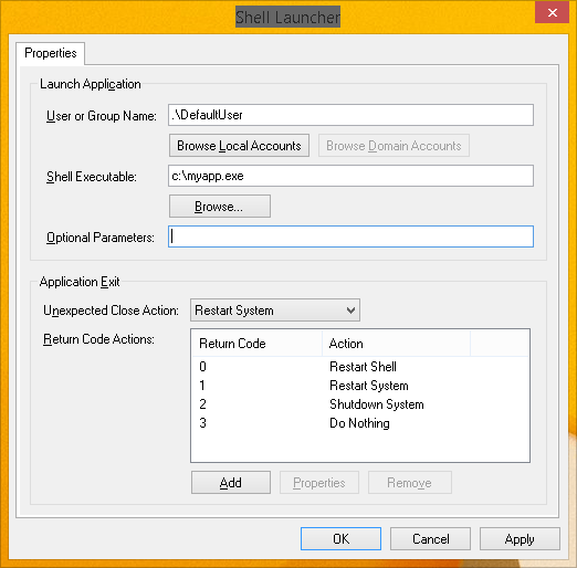 Настройка Shell Launcher