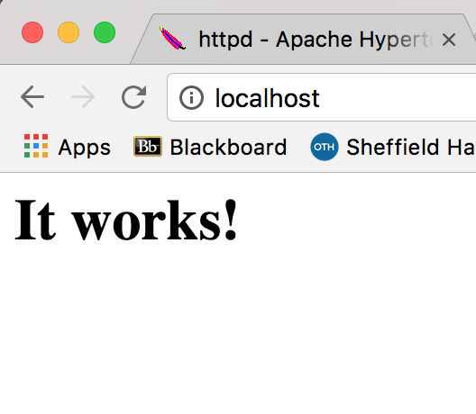 Apache server at port 80. Apache server at port 80
