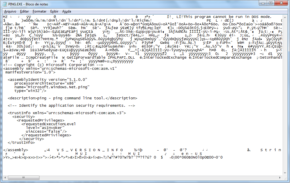 Ping.exe в MS Notepad