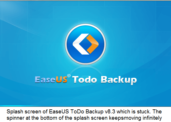 Заставка застрявшего EaseUS ToDo Backup 8.3