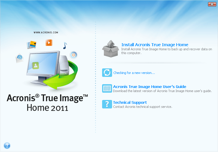 true image 2011 установочный экран