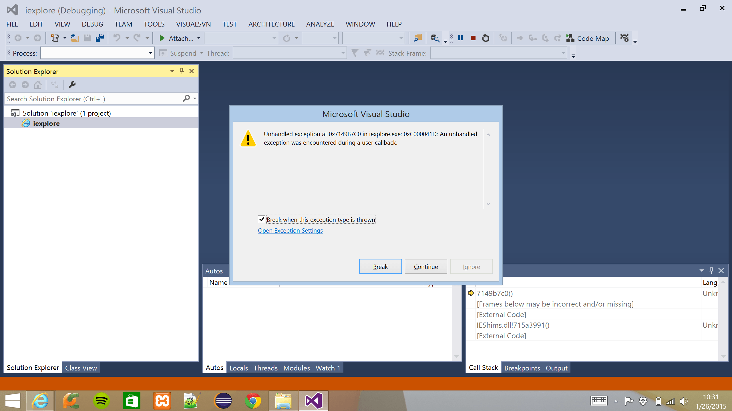 Unhandled exception 0xc06d007e kernelbase. Unhandled exception 0xc06d007e kernelbase