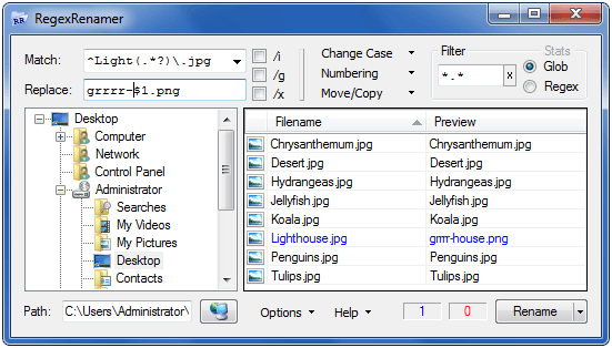 Скриншот RegexRenamer