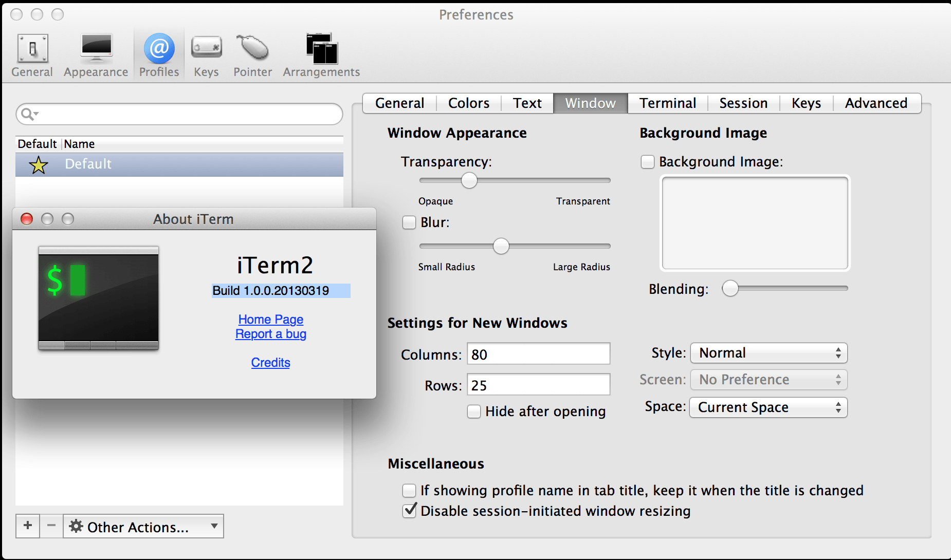 настройки iterm