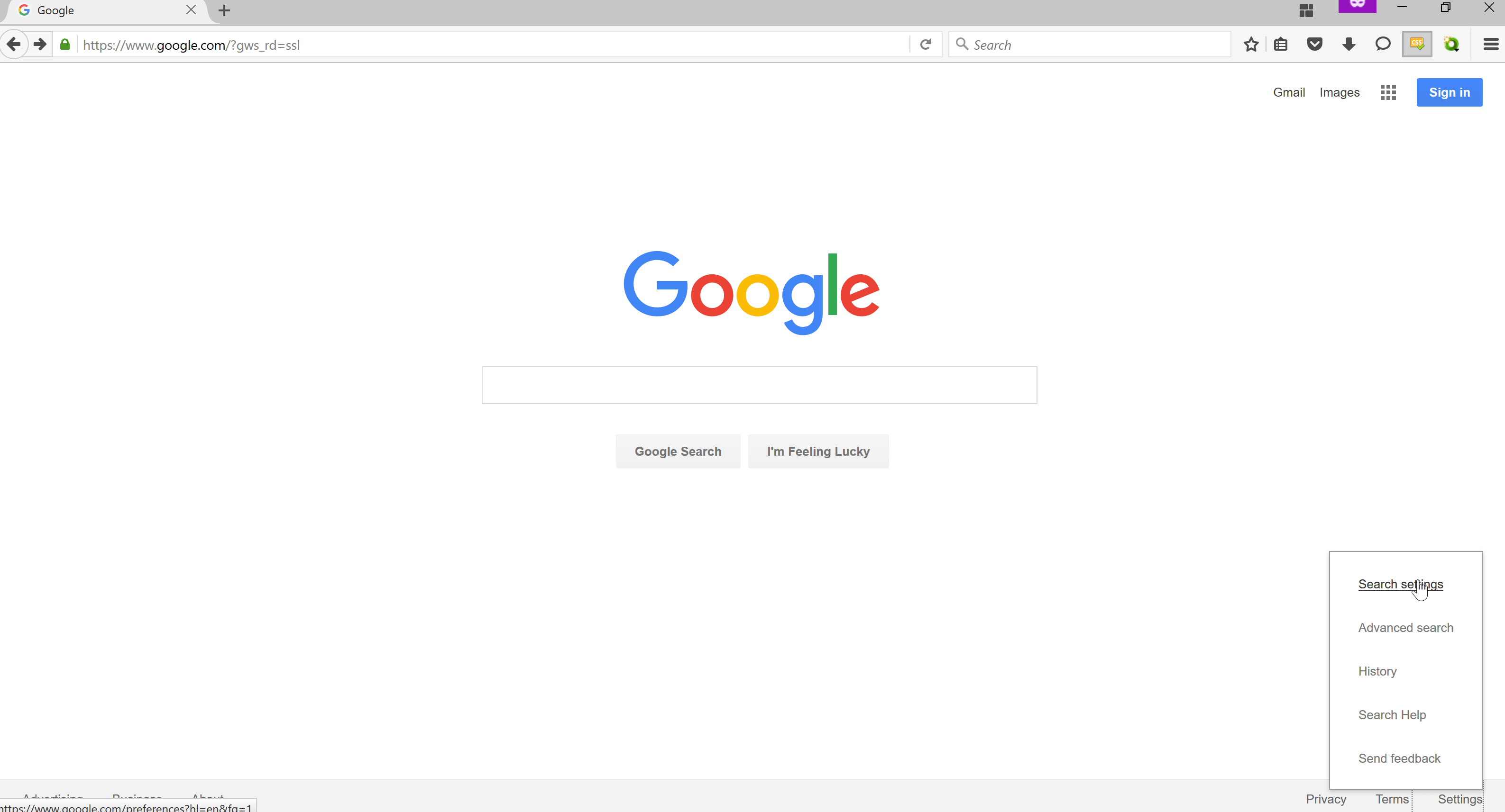 Google search page