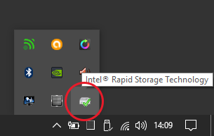 Значок панели задач Intel Rapid Storage Technology