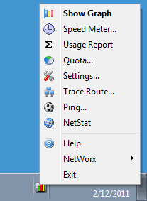 Значок в системном трее NetWorx