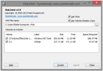 Скриншот Disk2VHD