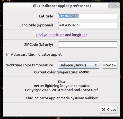 пакет 'fluxgui' версии 1.1.8, работающий на Ubuntu oneiric (11.10