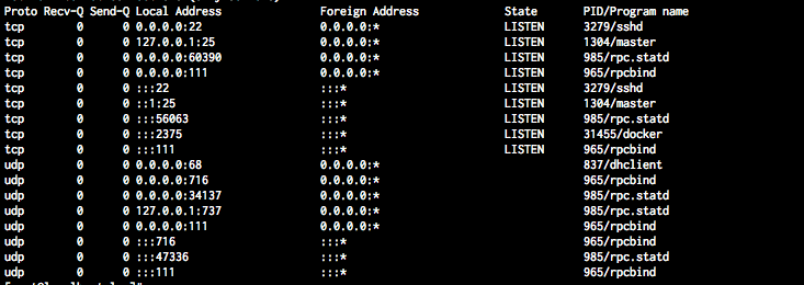 netstat -tulpn