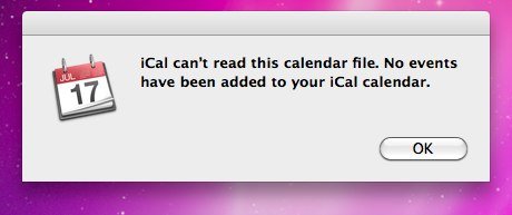 Ошибка iCal