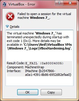Failed to open the device. Virtualbox error. installation failed error virtualbox.